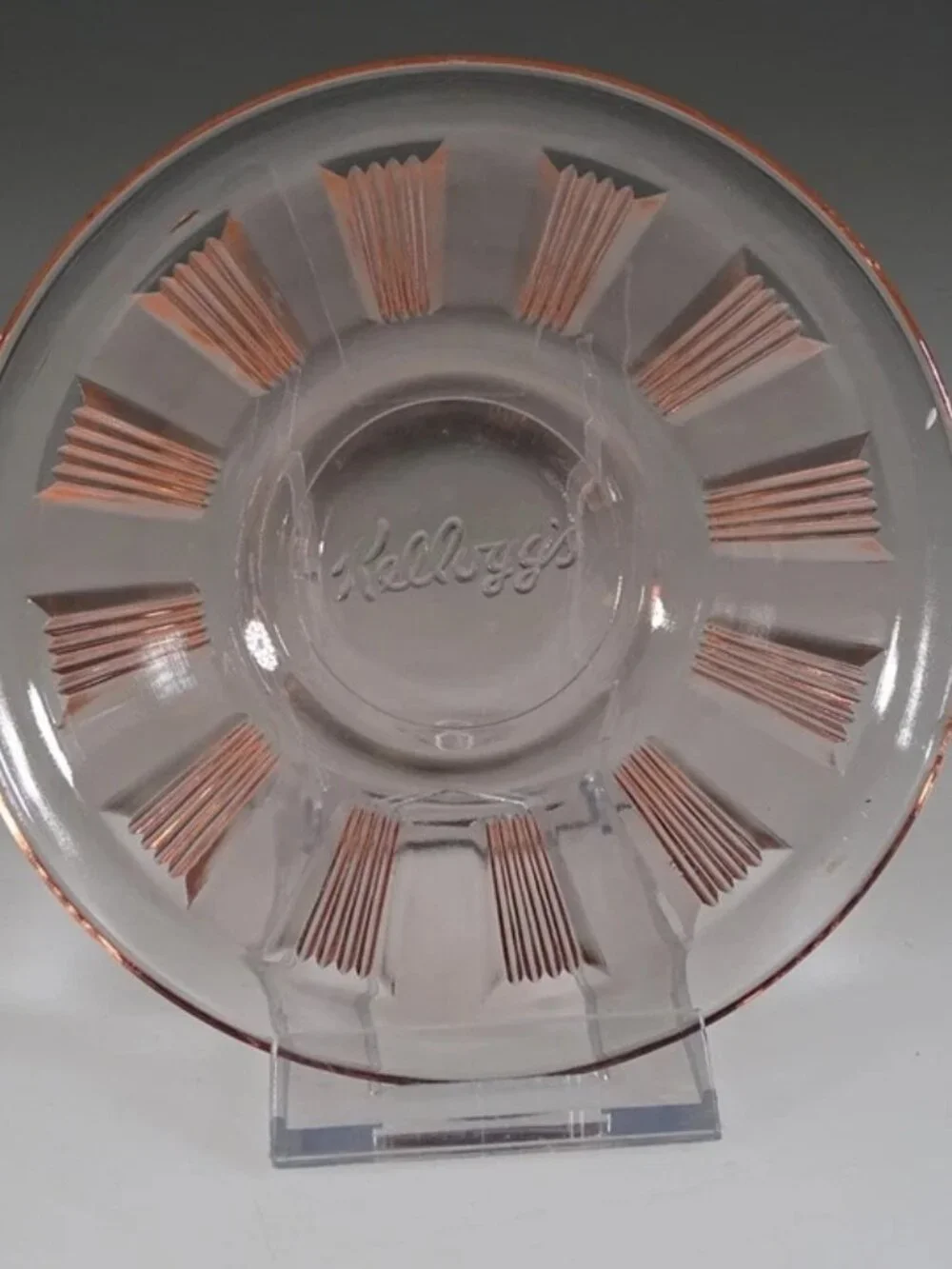 Vintage Art Deco Pink Depression Glass Kellogg's Advertising Cereal Bowl c.1935